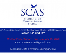 5th Annual Students for Critical Animal Studies Conference – March 14, 2020